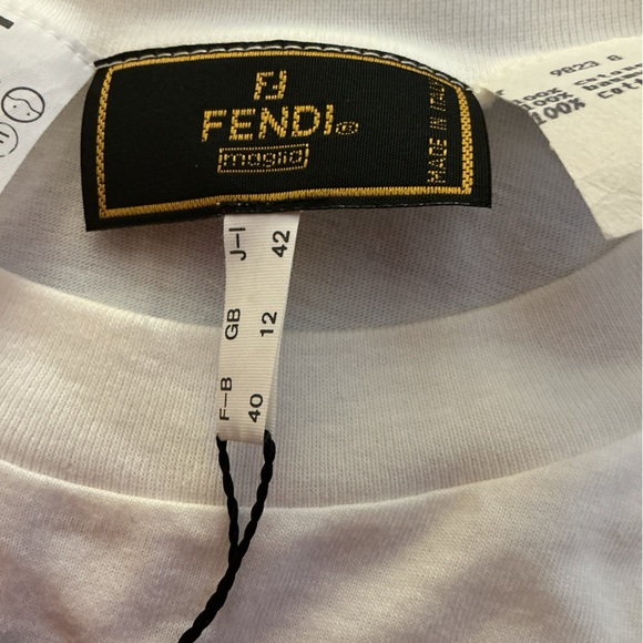 FENDI Vintage Big Logo Short Sleeve Tee Top New w Tags GB Size 12 Small (?) - Picture 7 of 16